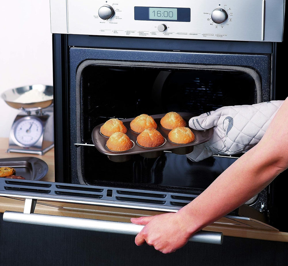 Pyrex BANDEJA 6 MAGDALENAS ASYMETRIA PX Muffinformchen, Metall, Bunt, 6 Magdalena Forme og bageplader Naty Shop