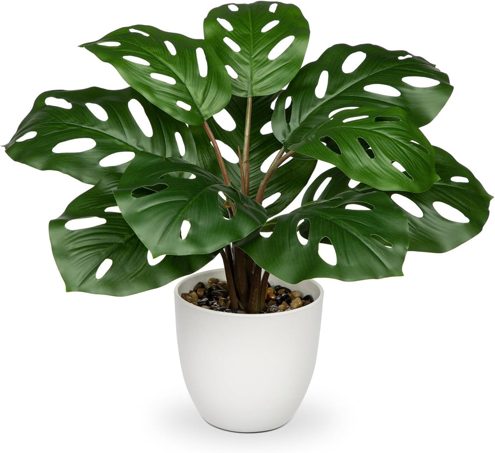 Hollyone Kunstpflanze Klein, 28 Cm Philodendron Pflanze Künstlich Mit Topf, Kunstpflanzen Wie Echt, Gefälschte Pflanze Für Badezimmer Deko Wohnzimmer Schlafzimmer Tischdeko