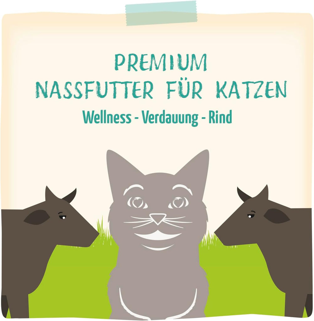 MjAMjAM - Hrană umedă premium pentru pisici - Wellness - Digestivă - Vită, pachet de 12 (12 x 125g), fără cereale