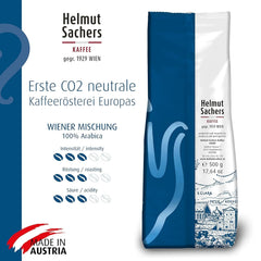 Helmut Sachers Kaffee - Wienerblanding, styrke 3/5, 100 % Arabica, hele kaffebønner, 6 X 500 G Naty Shop