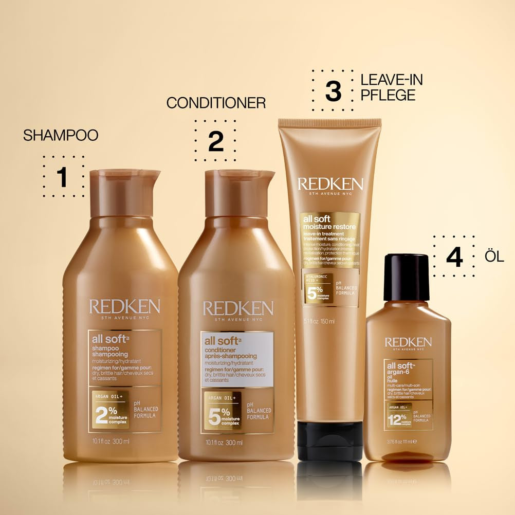Mască de păr Redken cu acid hialuronic pentru păr uscat, anti-frizz și protecție termică până la 230° C, All Soft Moisture Restore Leave-In Mask, 1 x 150 ml Masca de par Naty Shop