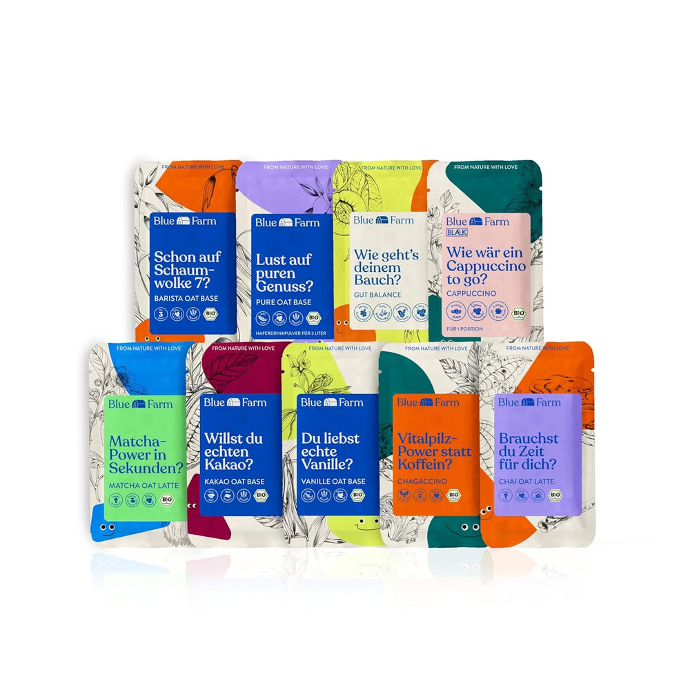 Blue Farm Pure Oat Base für bis zu 8 Liter Haferdrink zum Selbermischen – 100 % bedste Bio-Qualität – 100 % vegansk, laktosefri og glutenfri – 90 % weniger Verpackungmüll