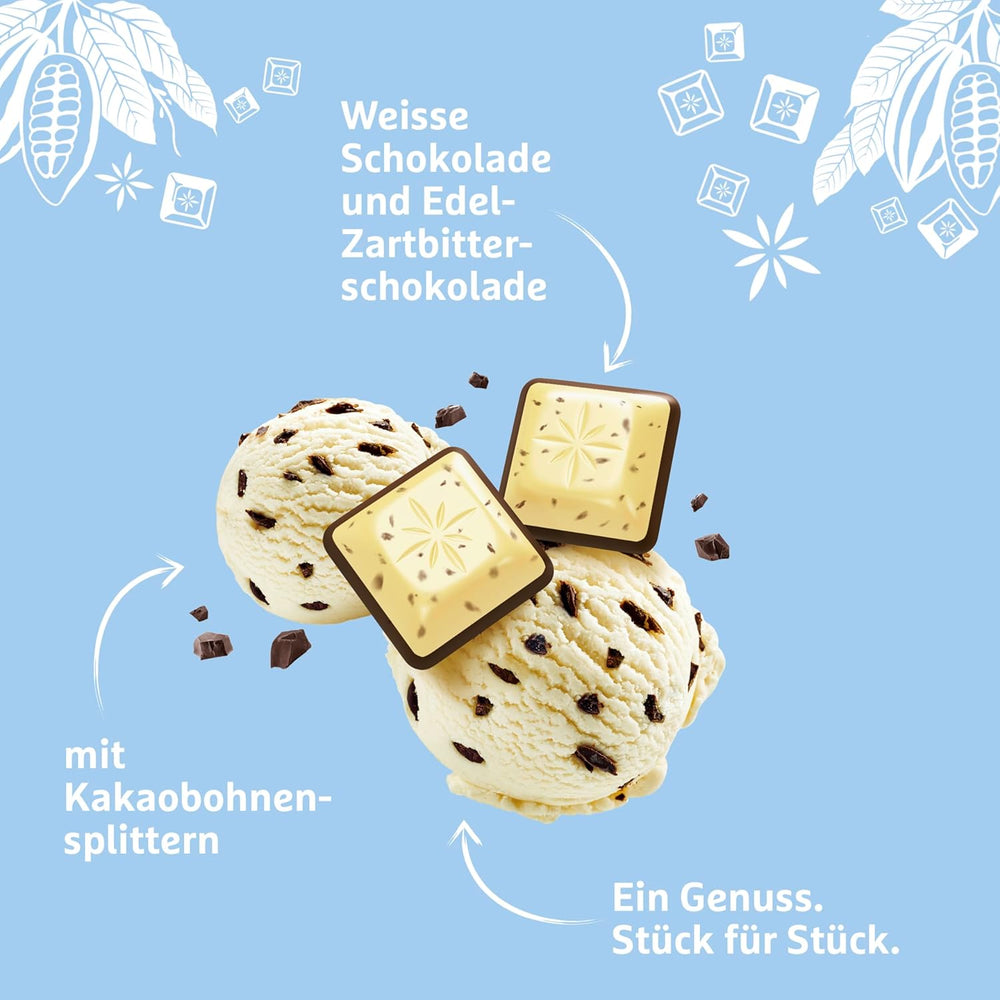 Schogetten Stracciatella chokoladebar 100g, individuelt portioneret. En fryd. Stykke for stykke.