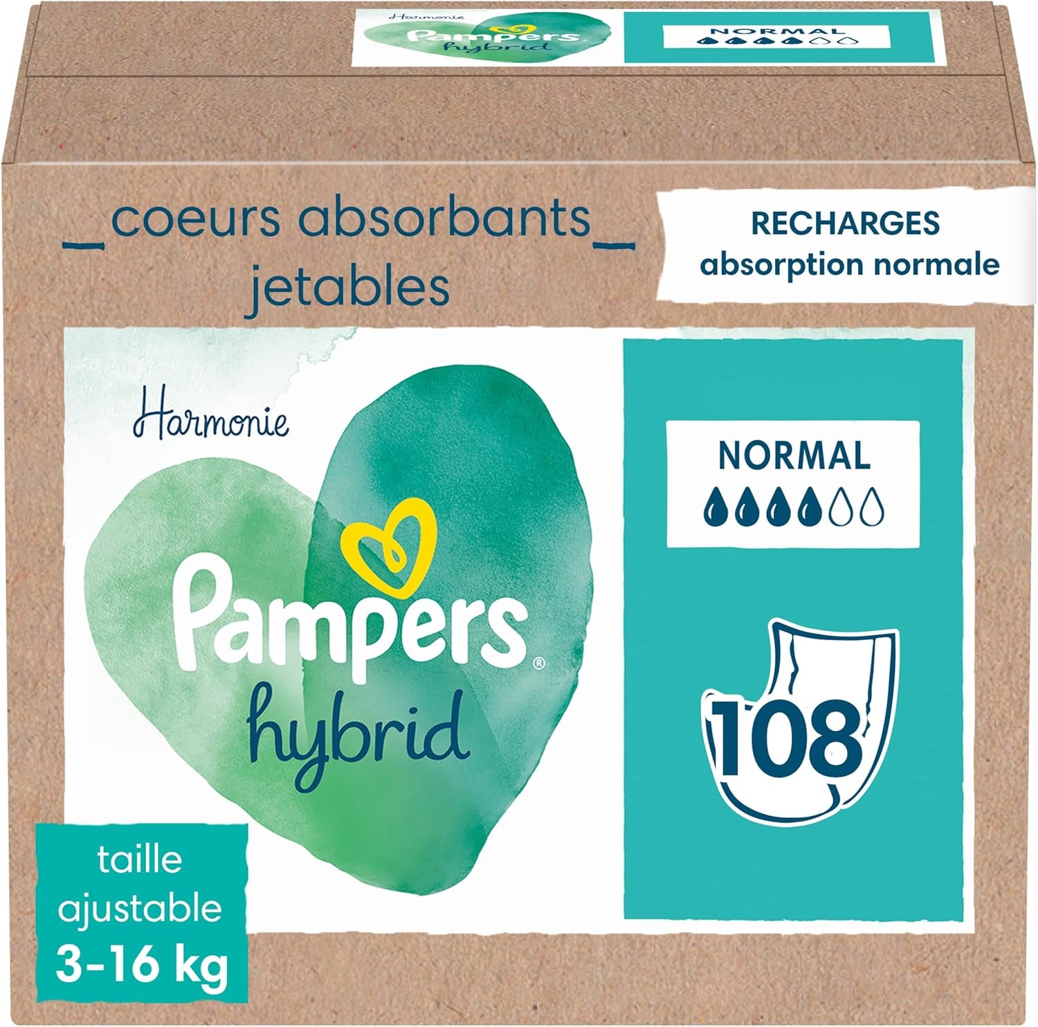 Pampers (gammel version), pakke med 108 enkeltark absorbenter, standard - 1 stk.