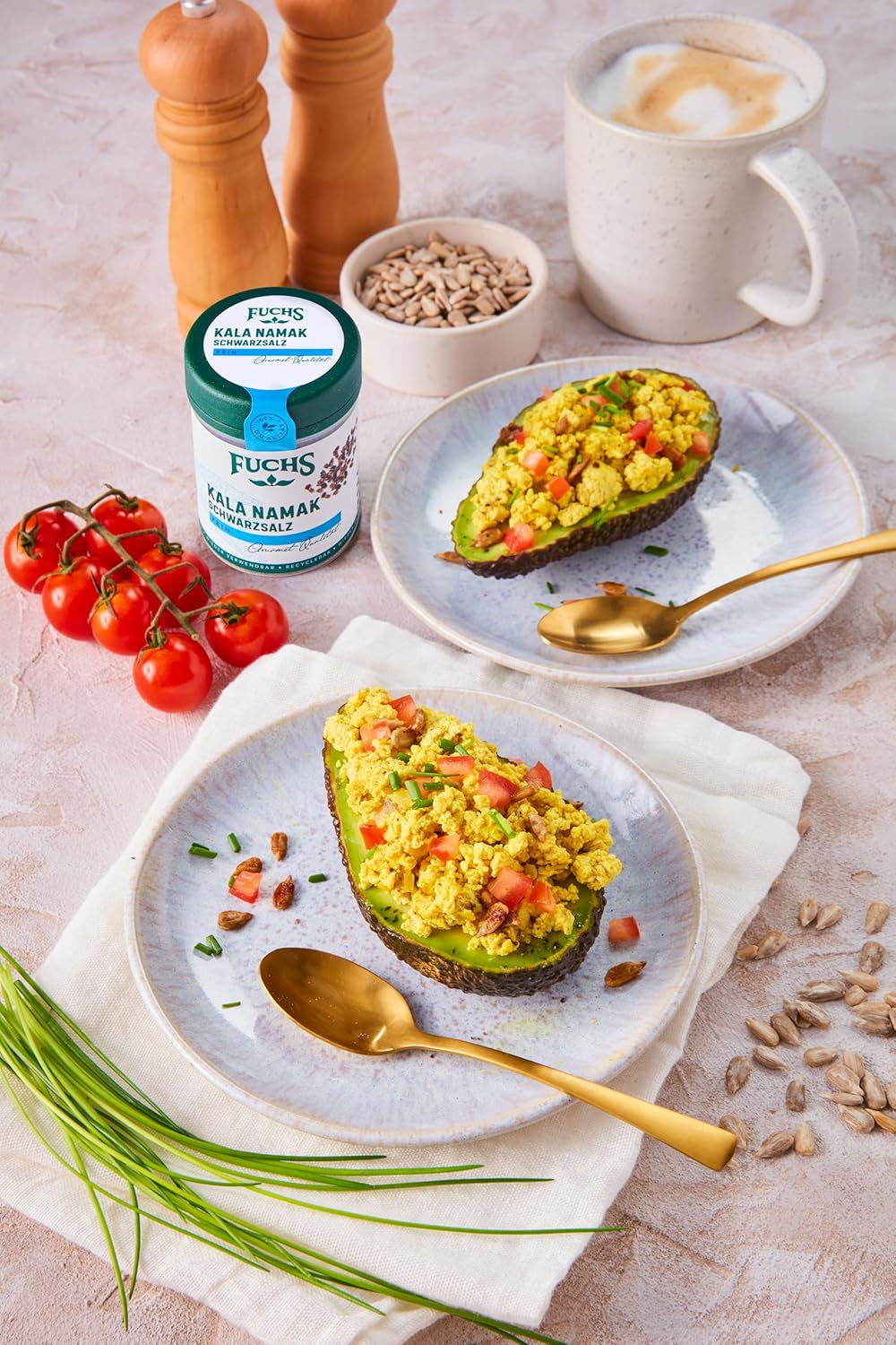 Fuchs Gewürze - Kala Namak - Schwarzsalz - Gewürzsalz für veganes Rührei - naturlige ingredienser - 100 g i wiederverwendbarer, genbrugsbarer Dosis