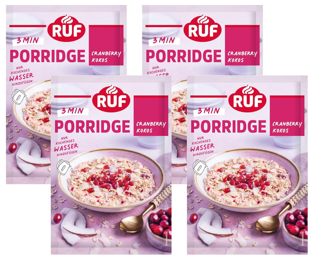 RUF instant havregryn med jordbær og vanilje, et sommermåltid med havre klar på 3 minutter, 1 pose x 65g