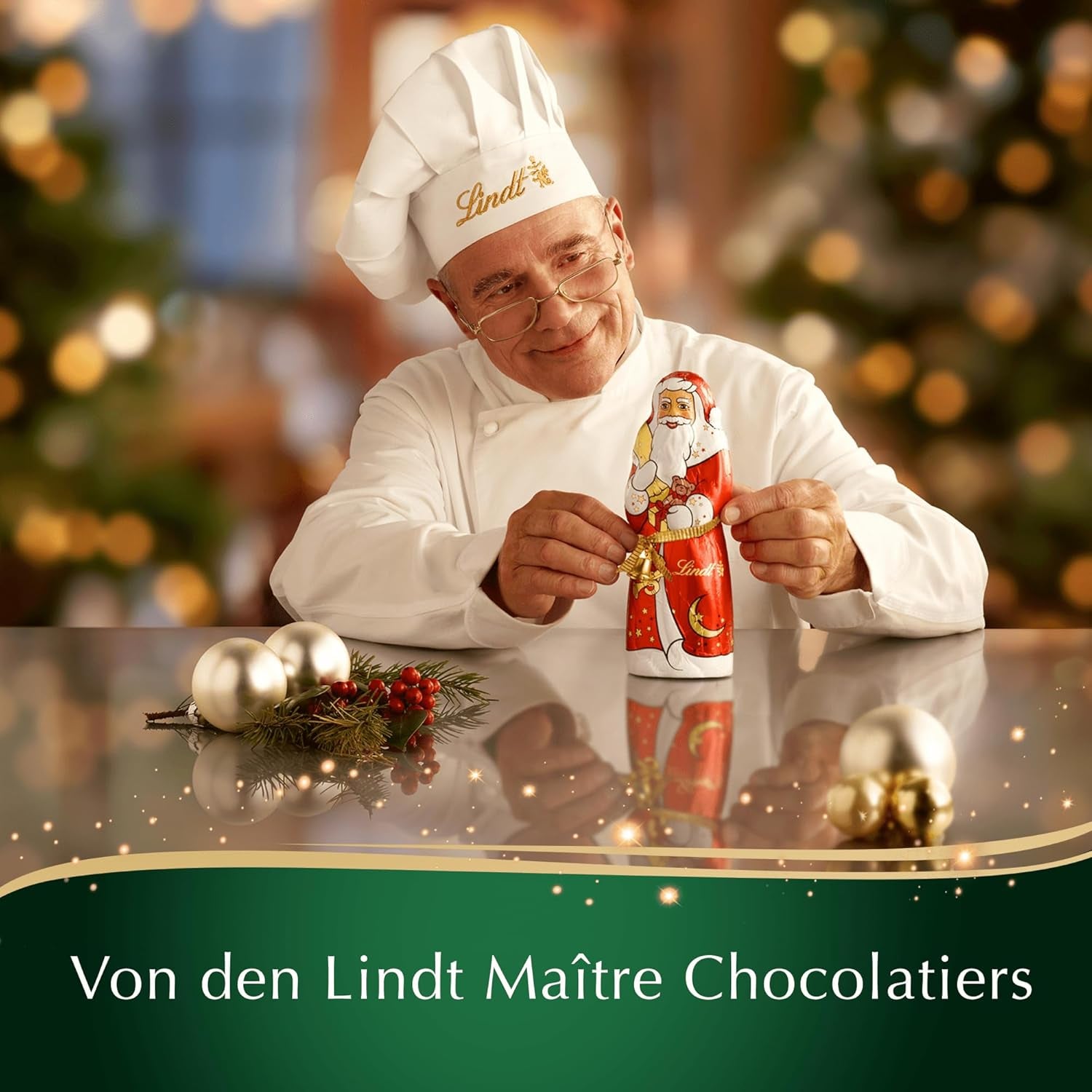 Lindt Christmas Mandel Chokoladebar | 100 g | Mandler i valnøddecreme overtrukket med den fineste mælkechokolade | julechokoladegave