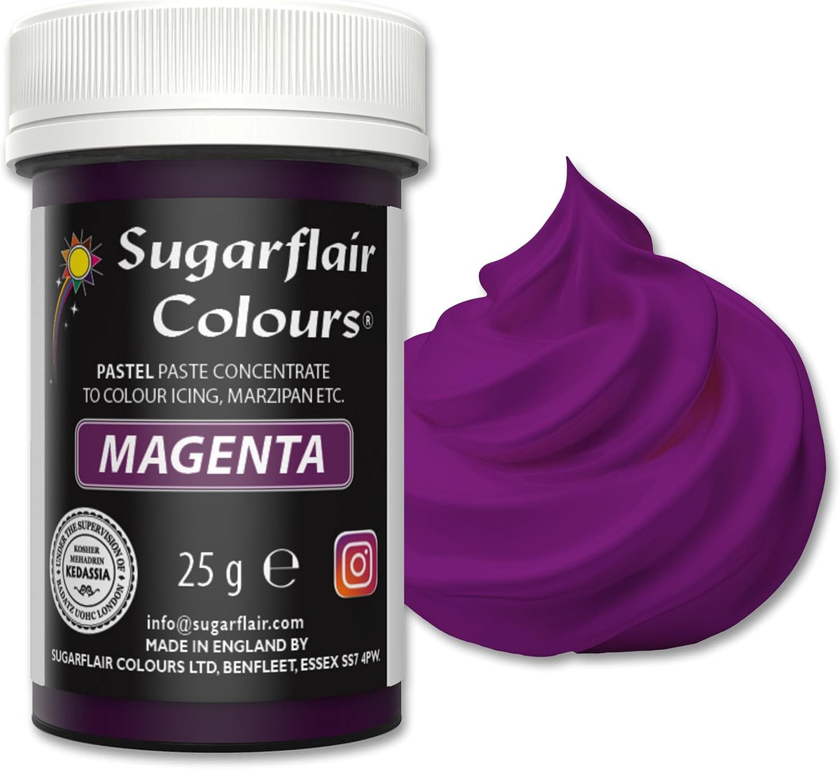 Colorant alimentar Sugarflair pentru paste Pastel Magenta, colorant alimentar pentru paste, fondant și marțipan, culori concentrate Spectral - 25 g