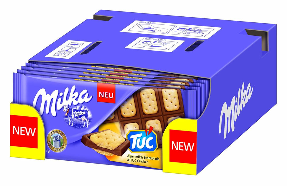 TUC kiks 1 x 87g | Alpine mælkechokolade | med mini salt kiks | Chokolade lavet af 100% alpemælk | Chokoladebar (pakke med 5)