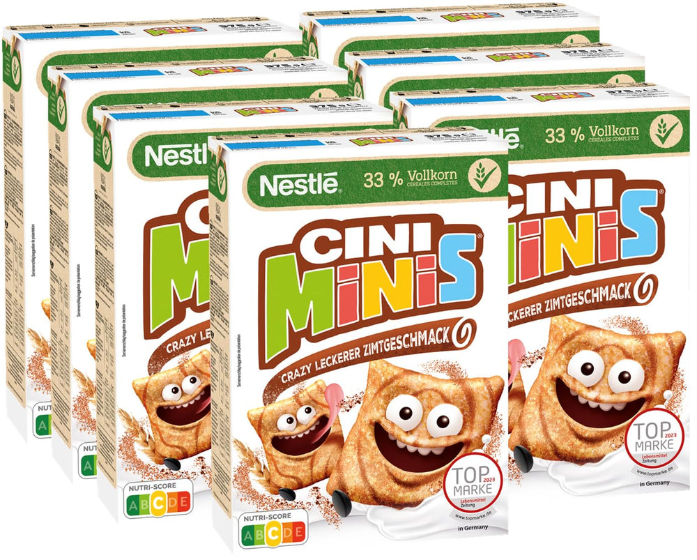 Nestlé CINI MINIS, müsli med kanel, 37 % vitale fuldkorn, med vitaminer, calcium og jern, sprøde flager, pakke med 7 (7x375 g)