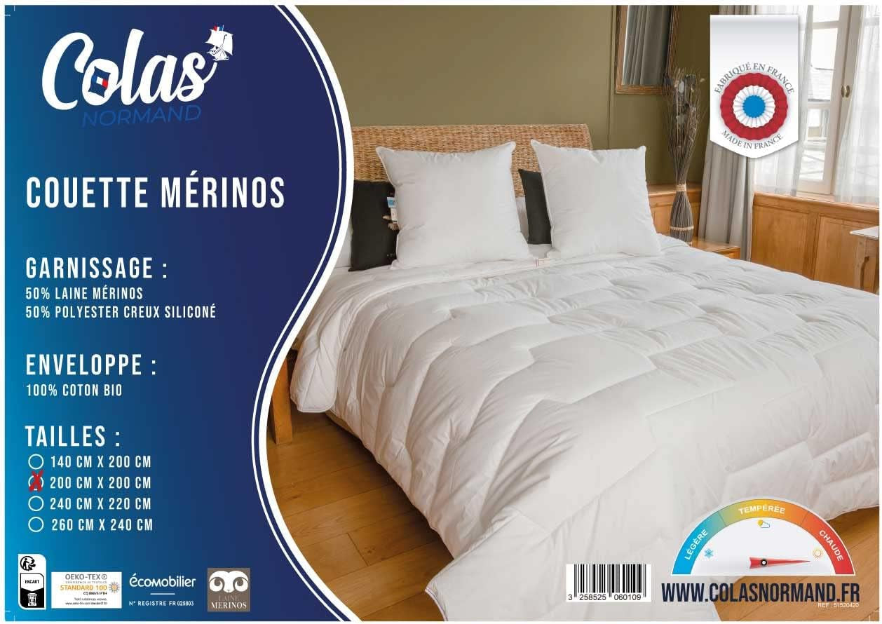 COLAS NORMAND Dyne, 200 X 200 Cm, økologisk bomuld og merinould, varm, maskinvaskbar ved 30 °C Dyner og dyner Naty Shop