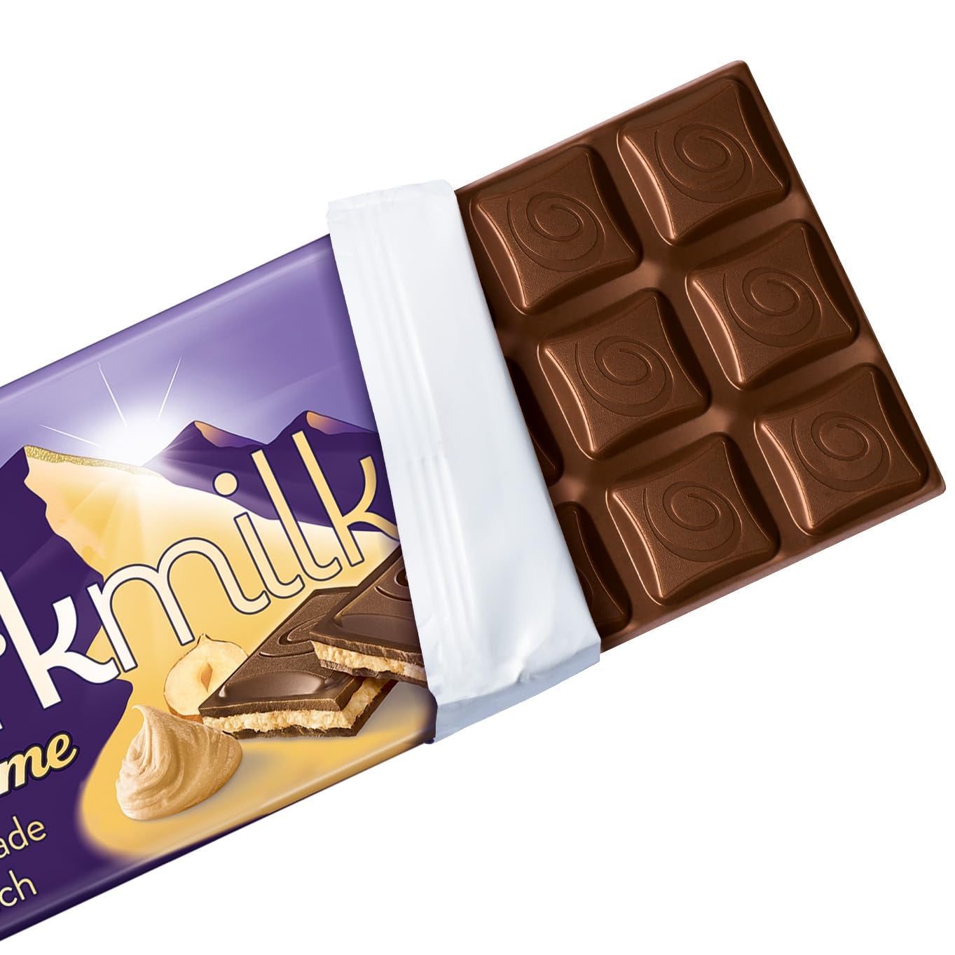 Milka Black Milk – Alpine mørk chokolade med mælk og cremet nougatfyld – 85 g (pakke med 5)