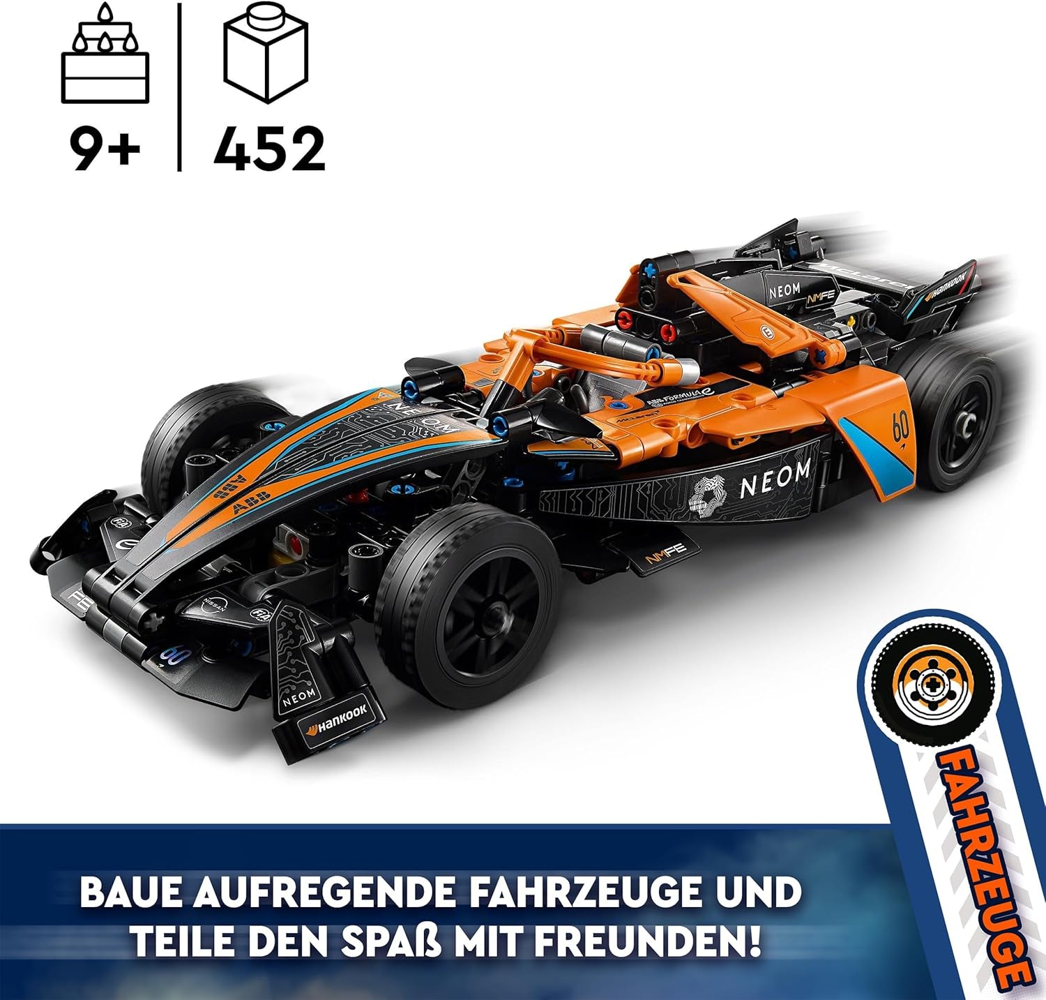 LEGO Technic NEOM Mclaren Formel E racerbil, racerbillegetøj til drenge og piger på 9 år, modelbilsæt, indretning til børneværelset, fødselsdagsgaveidé 42169 Byggesæt Beuche den LEGO-Store