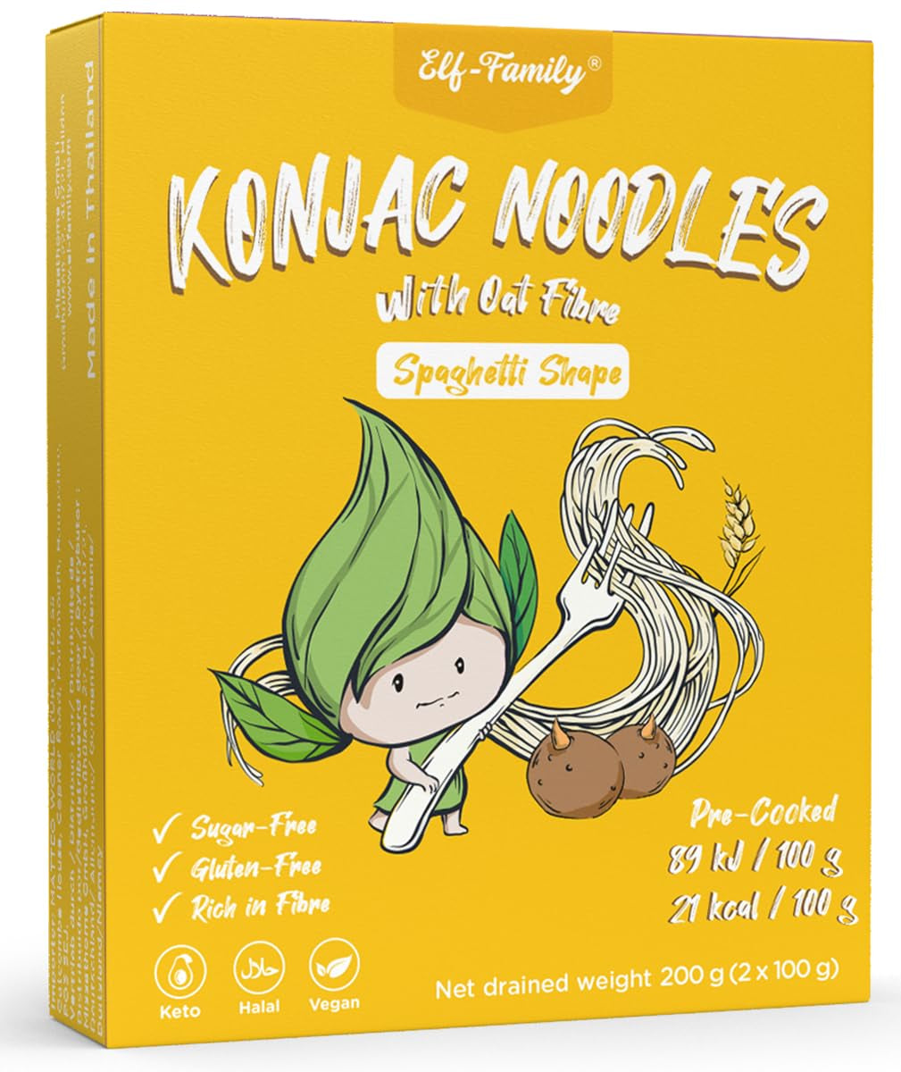 Premium Konjac-nudler fra Thailand, veganske, glutenfri - 240 g x pakke med 6 (12 pakker), Shirataki-nudler fra alffamilien, instant-nudler, pasta/keto/lav kulhydrat/lavt kalorieindhold/sukkerfri - spaghetti og fettuccine