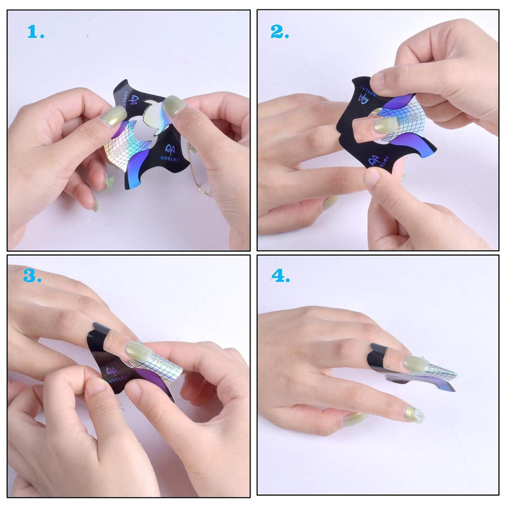 100 de bucăți de șabloane pentru unghii cu gel, accesorii pentru unghii artificiale, Sablone nail autoadezive pentru nail art, unghii cu gel, extensii de unghii artificiale