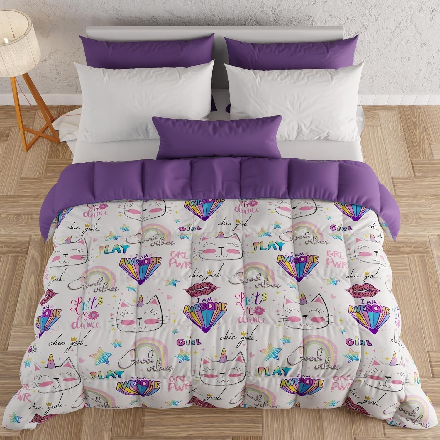 PETTI Artigiani Italiani - Vinterdyne, vinterdyne, dobbeltsidet, monofarvet og digitalt tryk, 100% hypoallergen mikrofiber, lavet i Italien Quilts og dyner Naty Shop