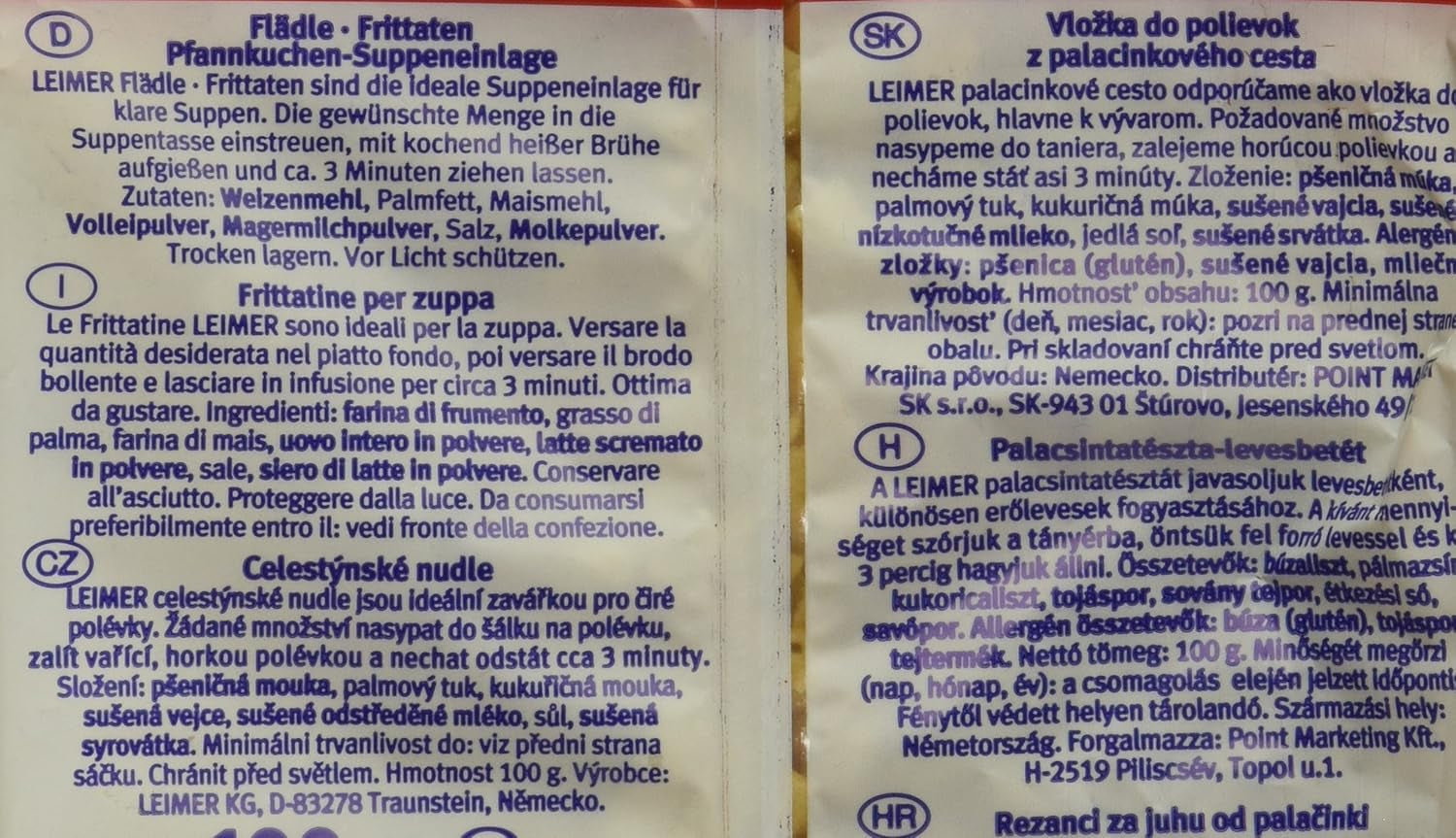 Leimer Flädle-Fritatten, 7Er Pack (7 X 100 G) Amestec pentru copt si gatit Naty Shop