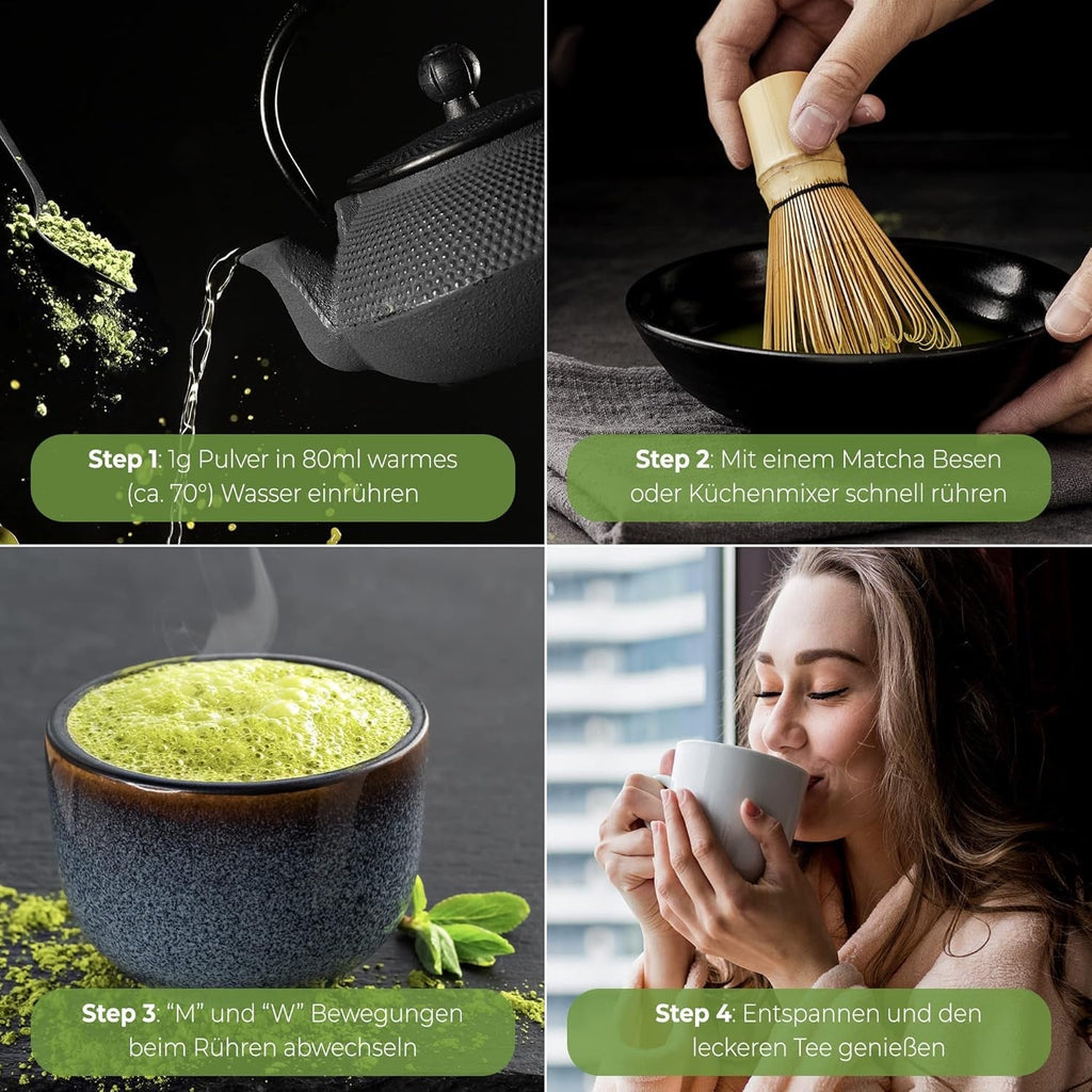 Ceai Uniqo Matcha pudră 200 g în ambalaj ecologic reîncărcabil