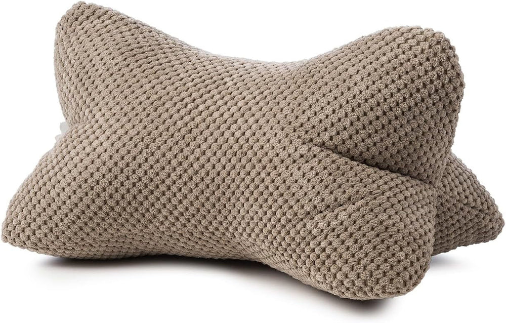 Pernă de citit Gözze - Sven, pernă de gât cu aspect texturat, pernă de citit și relaxare pentru gât și spate, 40 x 25 cm - Taupe