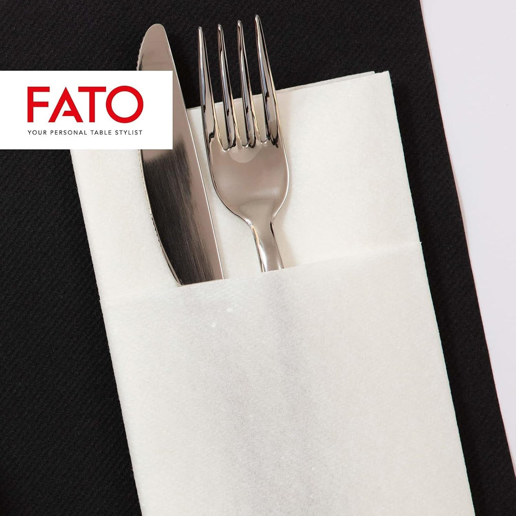 Fato - Șervețele din hârtie uscată, airlaid, efect pânză, pachet de 50 șervețele, dimensiune 40X40 pliate în 4, culoare negru