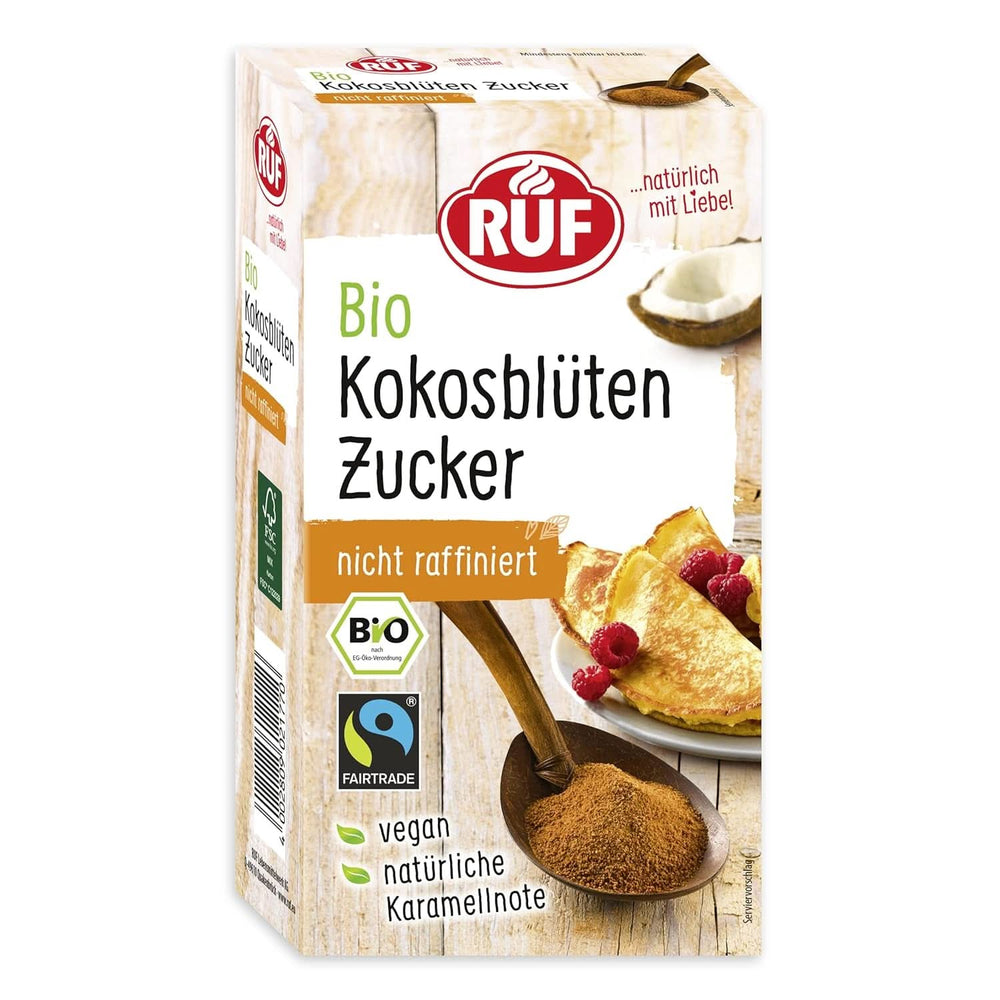 RUF Økologisk kokosblomstsukker, naturligt sødemiddel, karamelsmag, 250 gram sødemidler Naty Shop 250 gram kokosblomstsukker