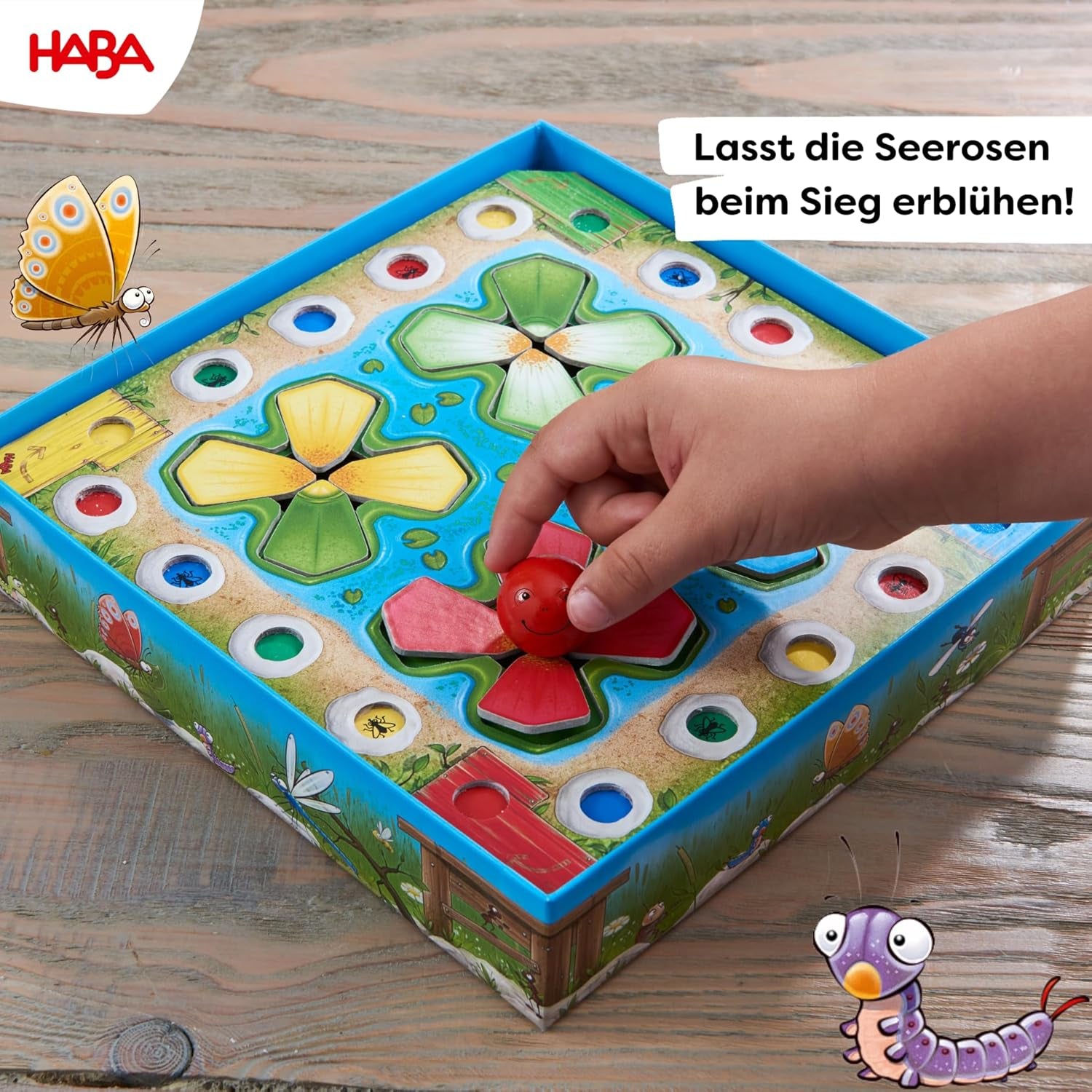 HABA Jumping Game - Terningespil for 3 år og opefter med pop-up åkander og spilvariationer, fremmer tælle og motoriske færdigheder, 2-4 spillere - 1305272001