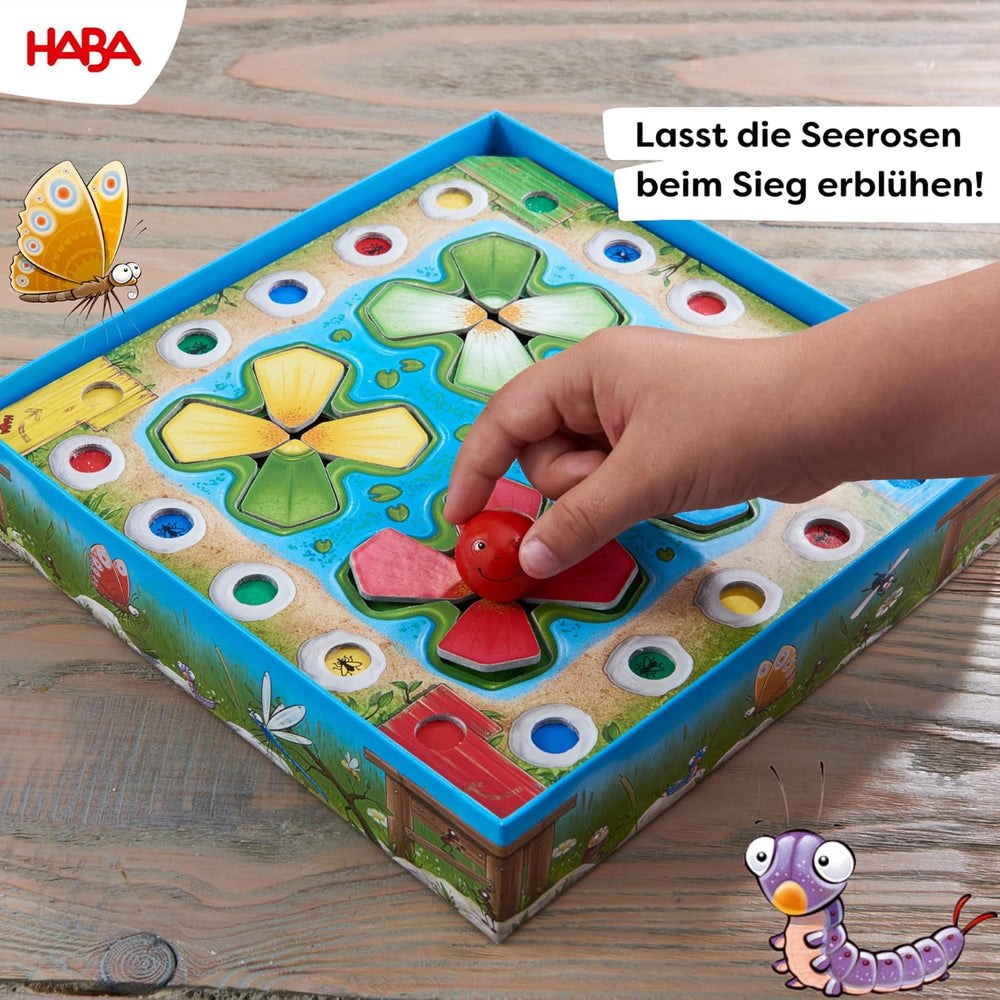 HABA Jumping Game - Terningespil for 3 år og opefter med pop-up åkander og spilvariationer, fremmer tælle og motoriske færdigheder, 2-4 spillere - 1305272001