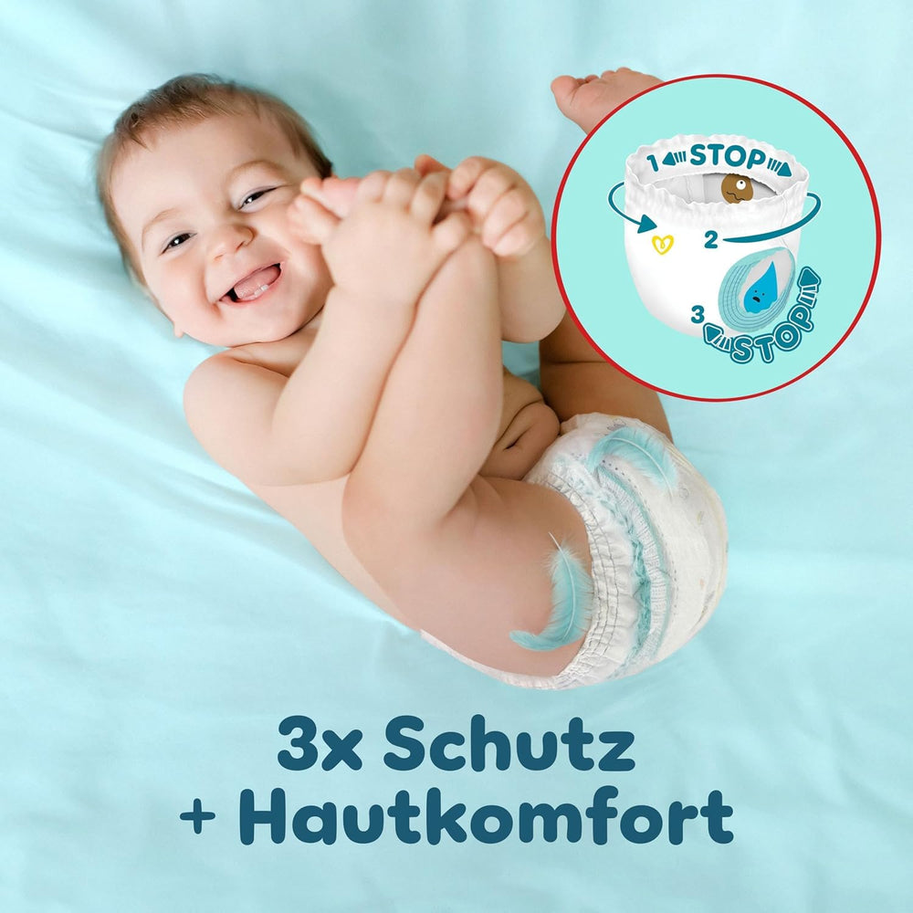 Pampers Premium Protection Pants Größe 6, 78 Windeln, 13kg-19kg, Mit 360° Fitform, 2x breiteren Bundchen as vorher for Komfort & Schutz + 10 Stück Pampers Aqua Baby-Weuchttücher enthalten