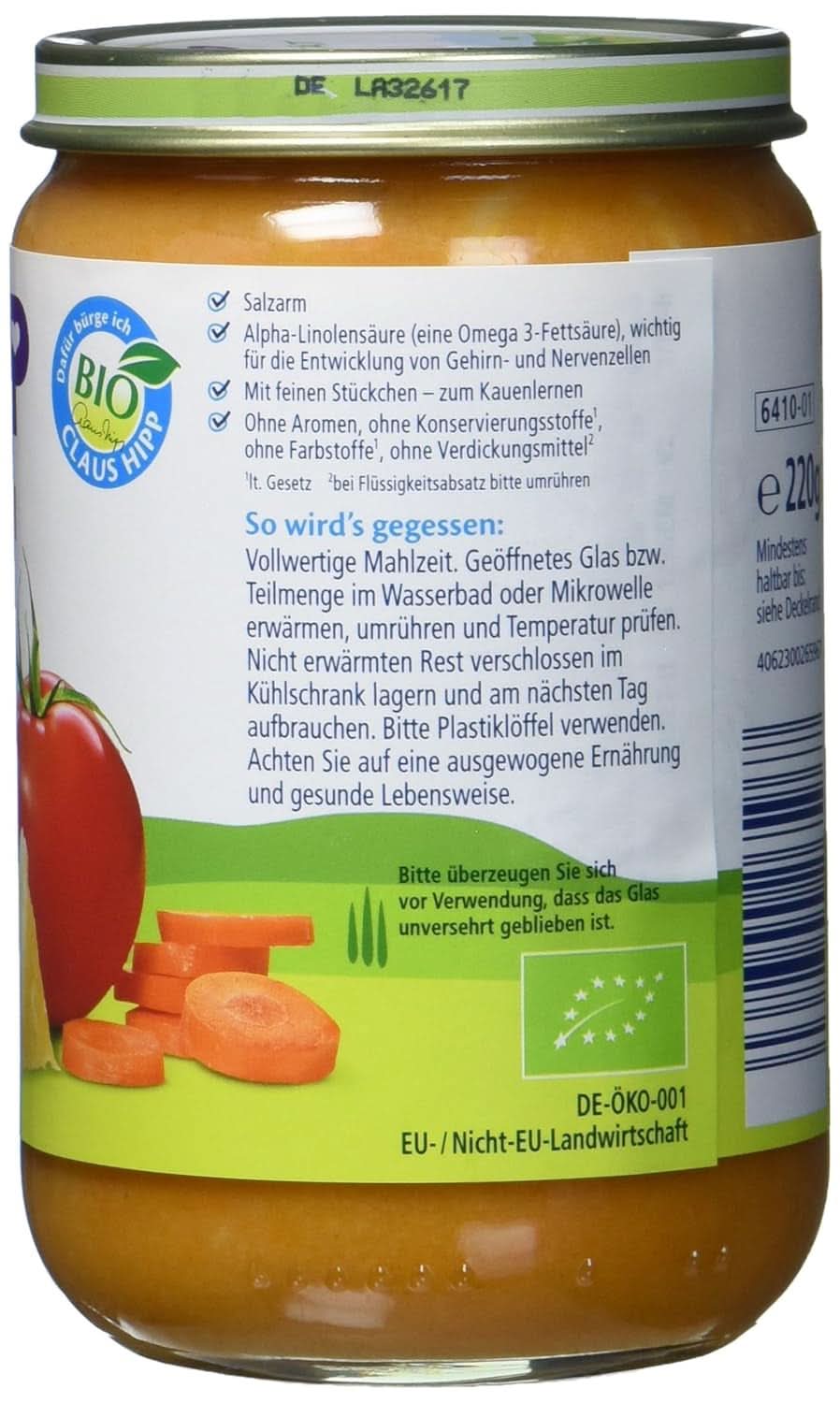 Hipp Pasta Bambini - Lasagne med grøntsager, pakke med 6 (6 X 220 g) Mor og barn Naty Shop