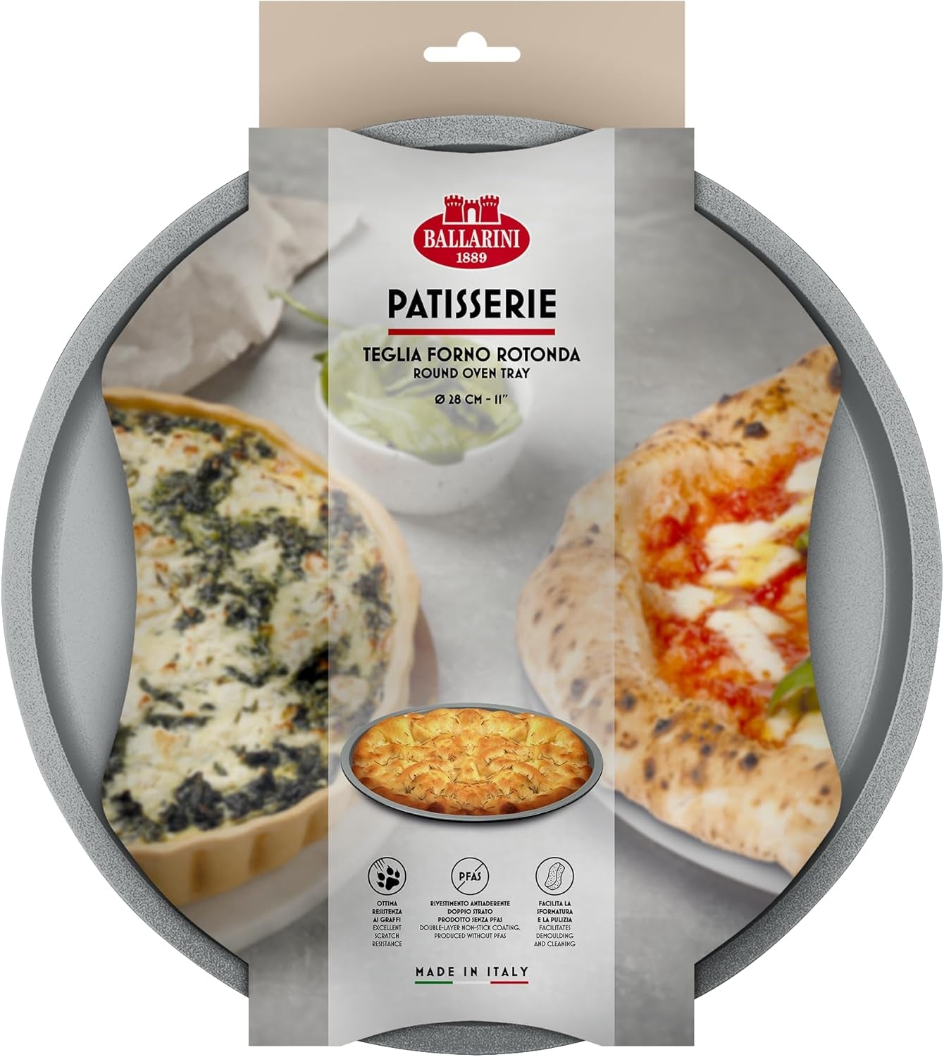 Ballarini, Bageplade, forskellige modeller Bageplader og forme Naty Shop Grå Rund bageplade 28 cm