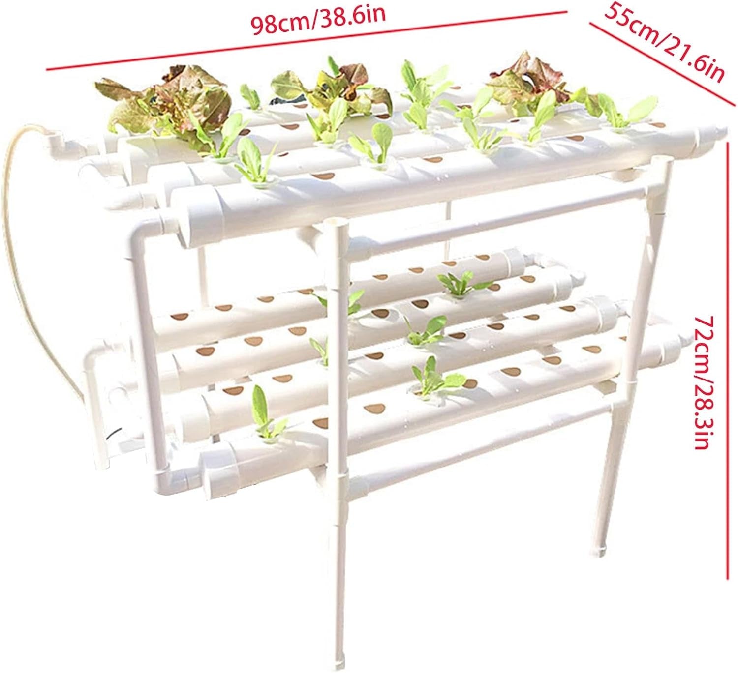 Kit de creștere hidroponică, sistem de creștere hidroponică din PVC, 2 straturi, 72 de găuri, sistem hidroponic, kit de creștere, sisteme de creștere a plantelor fără sol, sistem de cultură hidroponică fără sol în apă
