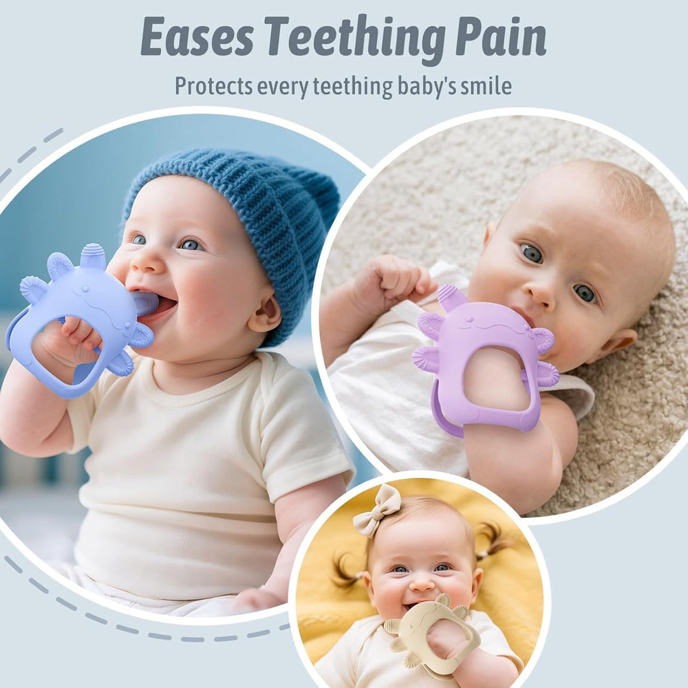 Inel de dentiție pentru bebeluși akolik, jucărie și ajutor pentru dentiție pentru 0, 3, 6 și 9 luni, inel de dentiție fără BPA pentru bebeluși, mănuși de dentiție, cadouri sigure pentru alimente pentru nou-născuți