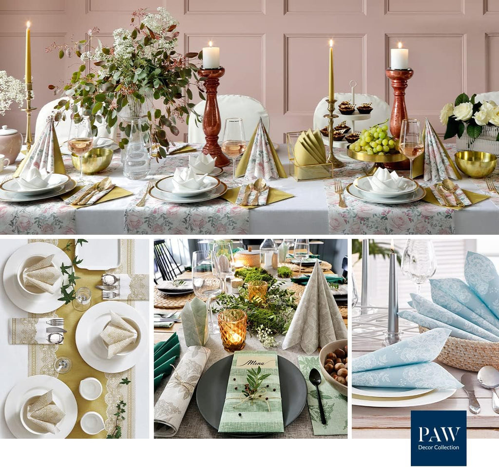 PAW - Șervețele din Airlaid - Asemănătoare țesăturii (40 X 40 Cm) I 50 bucăți I Ideal pentru nuntă, botez, comuniune, aniversare I Șervețele din pânză - culori pământii, bej, dungi I Culoare: Bej Fluid