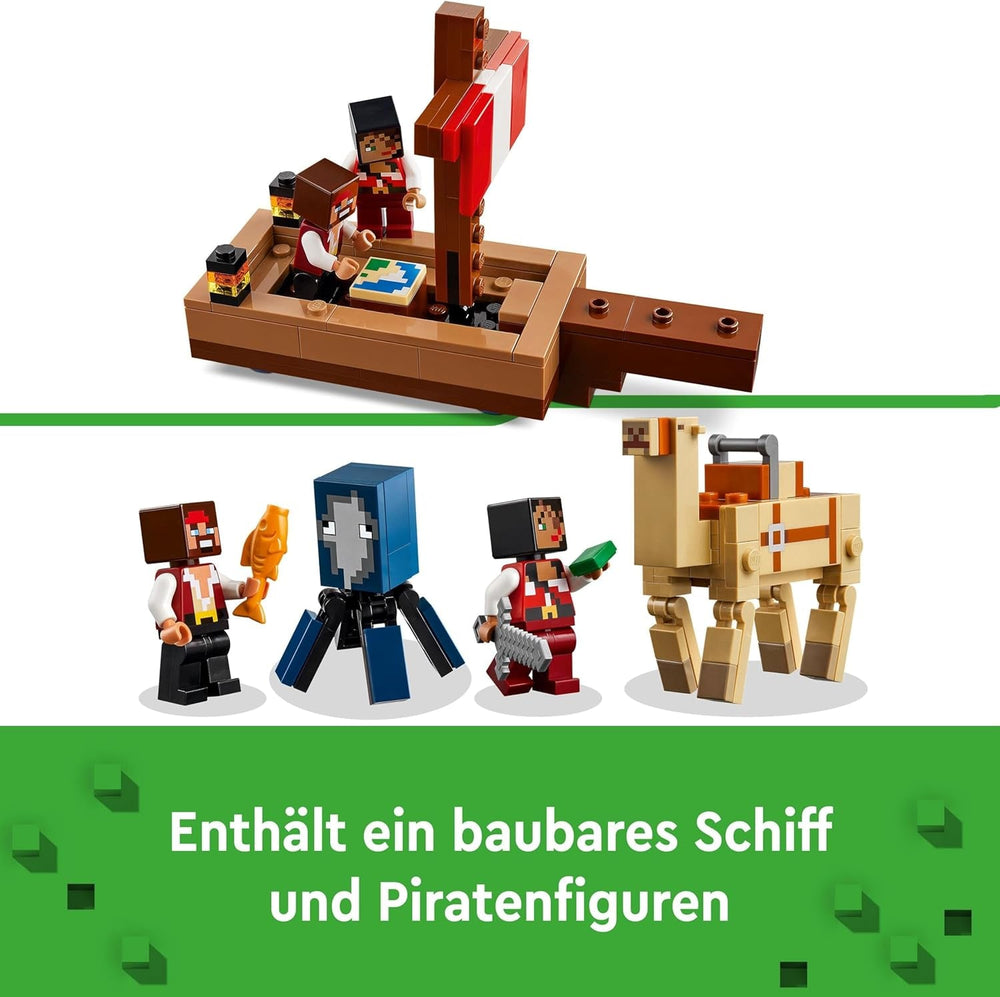 LEGO Minecraft Piratskibet Voyage Blæksprutte- og kamelpiratfigur Legetøjsskibsbygning Rollespilsgave til drenge og piger 8 år 21259 Byggesæt Besuche den LEGO-Store