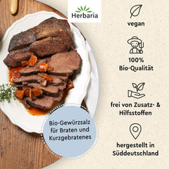 Herbaria Himmel auf Erden bio 100g M-Dose – fertiges Bio-Gewürzsalz für Rind-, Kalb- og Schweinefleisch als Braten eller Kurzgebratenes – i nachhaltiger Aromaschutz-Dose