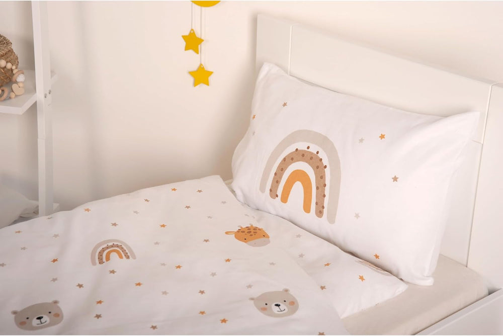 Herding Babybest Little Friends Winterbettwäsche, Kopfkissenbezug 40 X 60 Cm Mit Hoteleinschlag, Bettbezug 100 X 135 Cm, Mit Zwißwerfer, 100 % Baumwolle/Flannel, Weiß, Twin Naty Shop