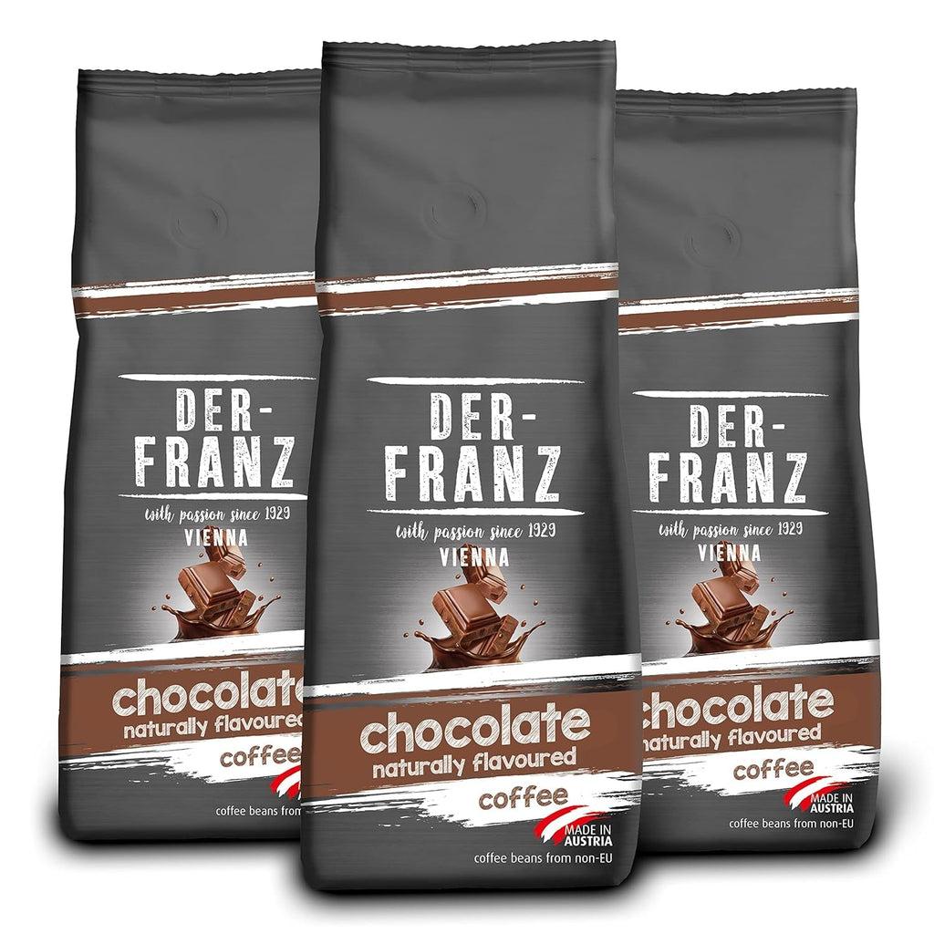 Cafea Der-Franz, boabe de cafea Arabica și Robusta Cafea Naty Shop 3 x 500 grame Ciocolata