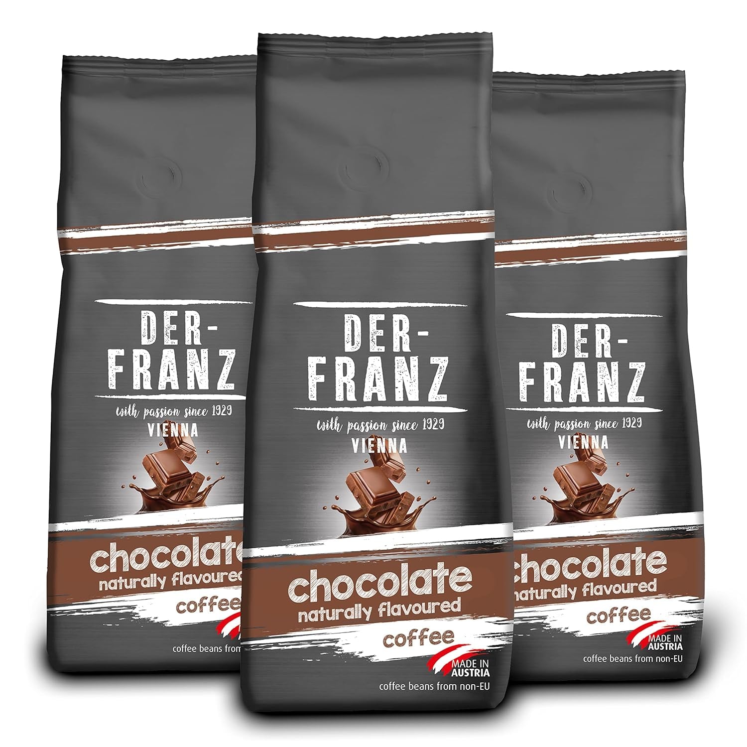 Cafea Der-Franz, boabe de cafea Arabica și Robusta Cafea Naty Shop 3 x 500 grame Ciocolata
