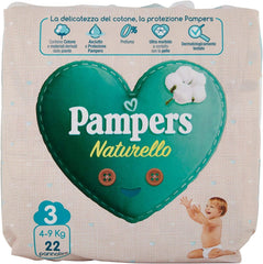 Pampers Naturello Midi, 22 bleer, str. 3 (4-9 kg)