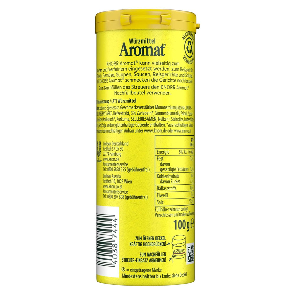Knorr Würzmischung Universal Aromat für schnelle Gerichte zum Krydderi og krydring af kød, grøntsager, saucer og mere 100 g