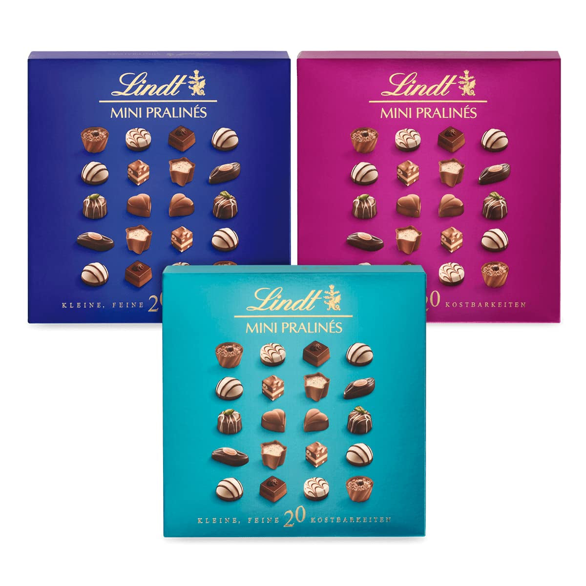 Lindt Chocolate - Nougat Mini Pralinés, 165 gram, æske med 36 praliner Naty Shop Chokolade Candies 100 G Mix