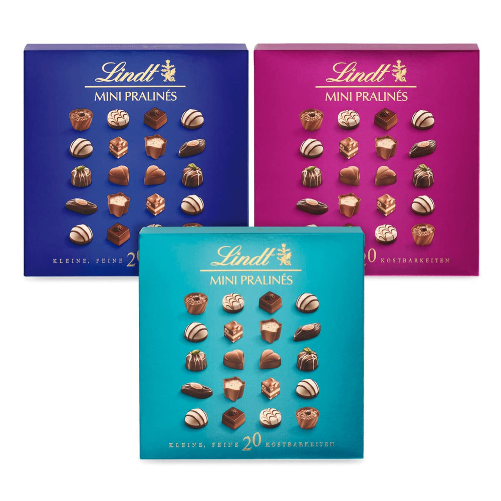 Lindt Chocolate - Nougat Mini Pralinés, 165 gram, æske med 36 praliner Naty Shop Chokolade Candies 100 G Mix