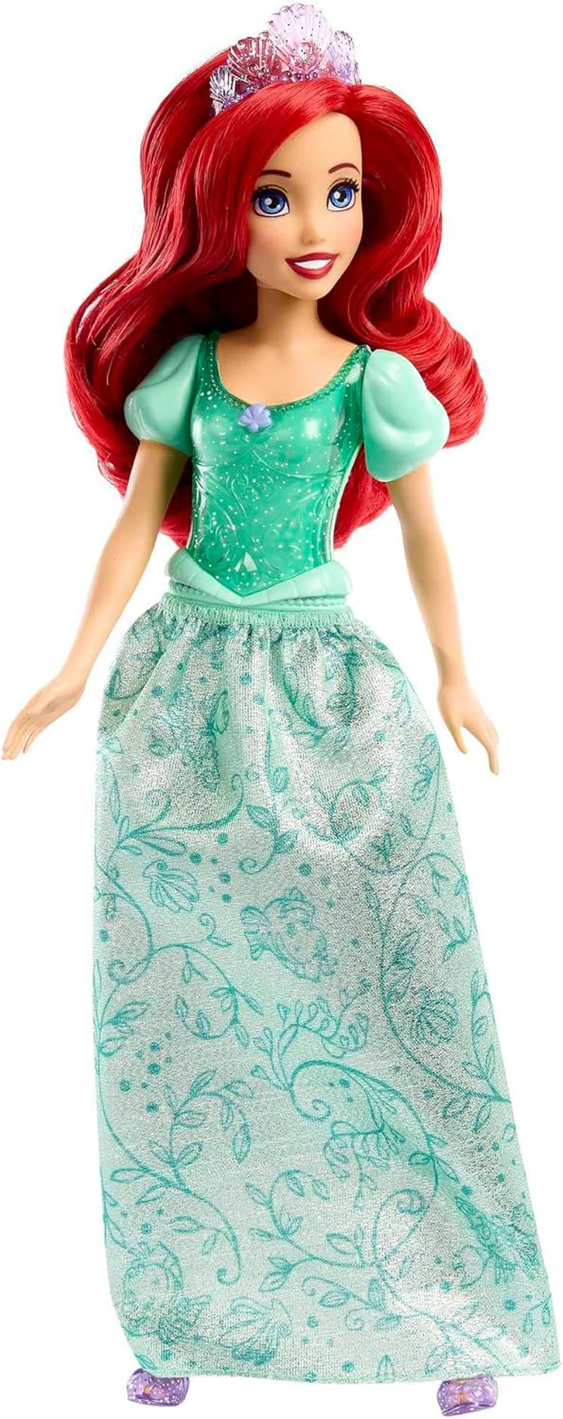 Păpușa Mattel Disney Prințesa Ariel, păr lung pentru coafat, poziționabilă, pantofi și diademă detașabile, cadouri Disney, jucărie pentru vârste de la 3 ani în sus, HLW10
