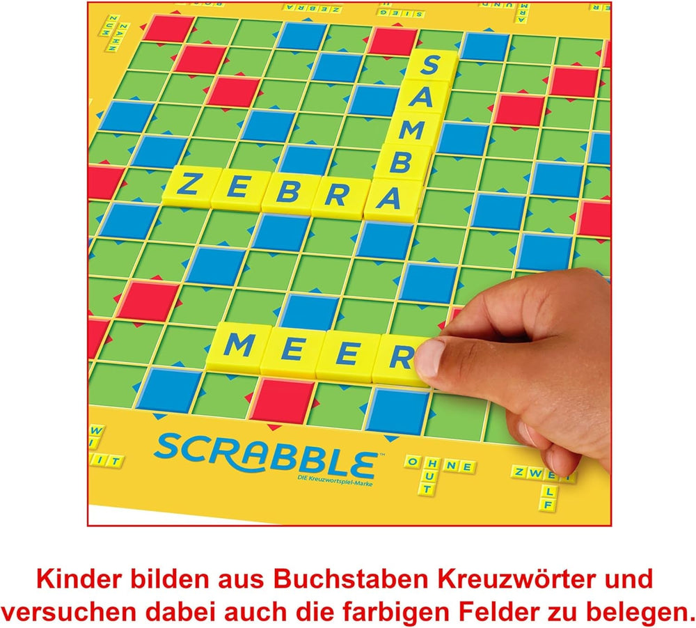 Mattel Games Scrabble Junior - Ordspil og spil til børn, brætspil velegnet til 2-4 børn i alderen 6+, design kan variere, tysk version, Y9670