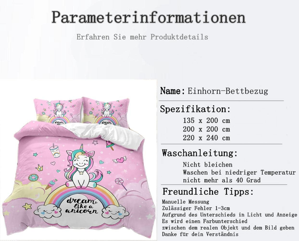 Sengetøj til piger, Unicorn, 2 pudebetræk Sengetøj - børn Naty Shop