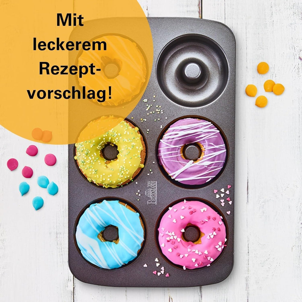 Birkmann, Easy Baking, Donutblech, Backform Für 6 Donuts, Mit Hochwertiger Antihaftbeschichtung, Ø 9 Cm, Mit Rezept, 881631 Forme og bakker til bagning Naty Shop