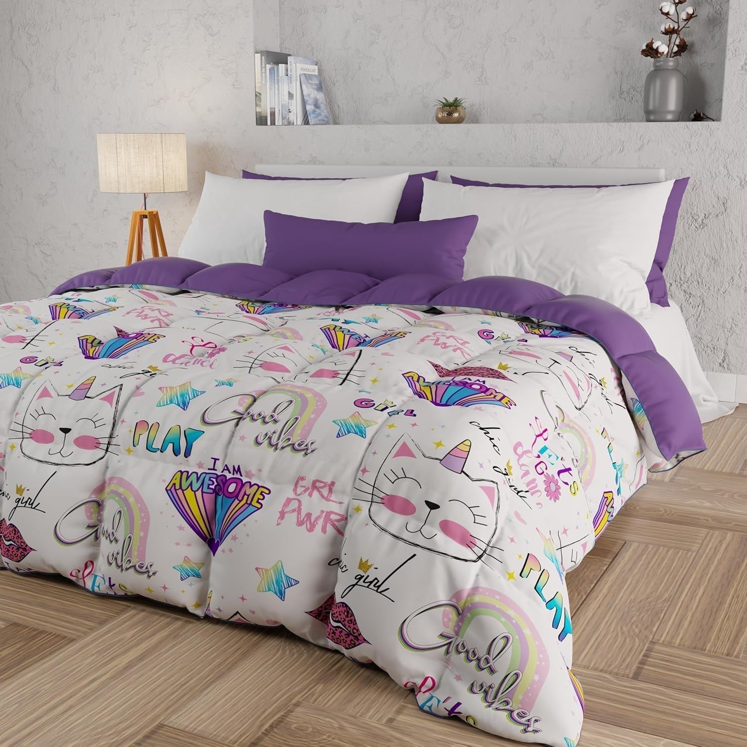 PETTI Artigiani Italiani - Vinterdyne, vinterdyne, dobbeltsidet, monofarvet og digitalt tryk, 100% hypoallergen mikrofiber, lavet i Italien Quilts og dyner Naty Shop