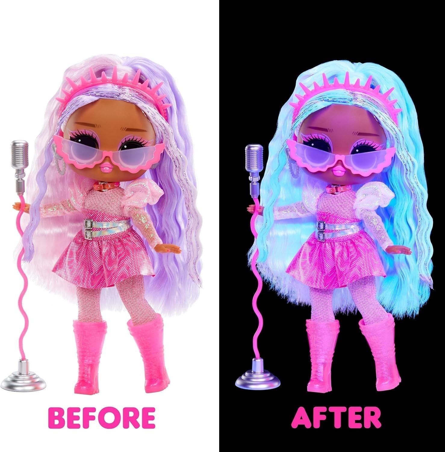 L.O.L. Surprise! Tweens Neon Pop Stars - Kitty K - 1 păpușă la modă cu surprize retroiluminate și 10+ costume și accesorii Pop Star, inclusiv micro-benzi retro, cadou pentru copii 4+ Papusi Naty Shop