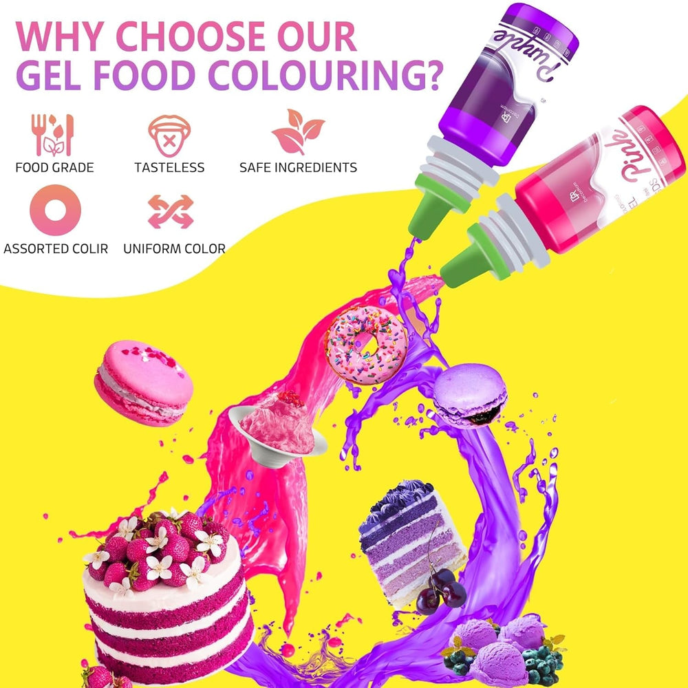 Colorant alimentar gel - 26 de culori coloranți alimentari concentrați în gel pentru decorarea torturilor, copt, fursecuri, macaroane - Colorant alimentar fără zahăr pentru băuturi, decorarea torturilor, slime DIY, ouă de Paște - 6 ml fiecare