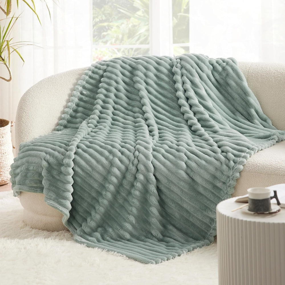 BEDSURE Sage Green Fleece tæppe til sofa - Super bløde hyggelige tæpper til kvinder, sødt lille tæppe til piger, 127 X 152 Cm senge og tæpper Beuche den BEDSURE-Store